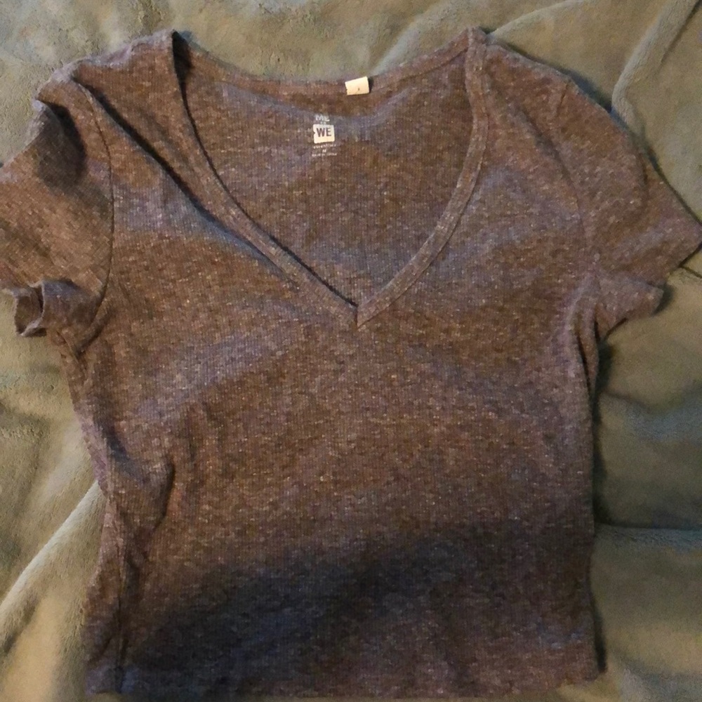 light purple V neck